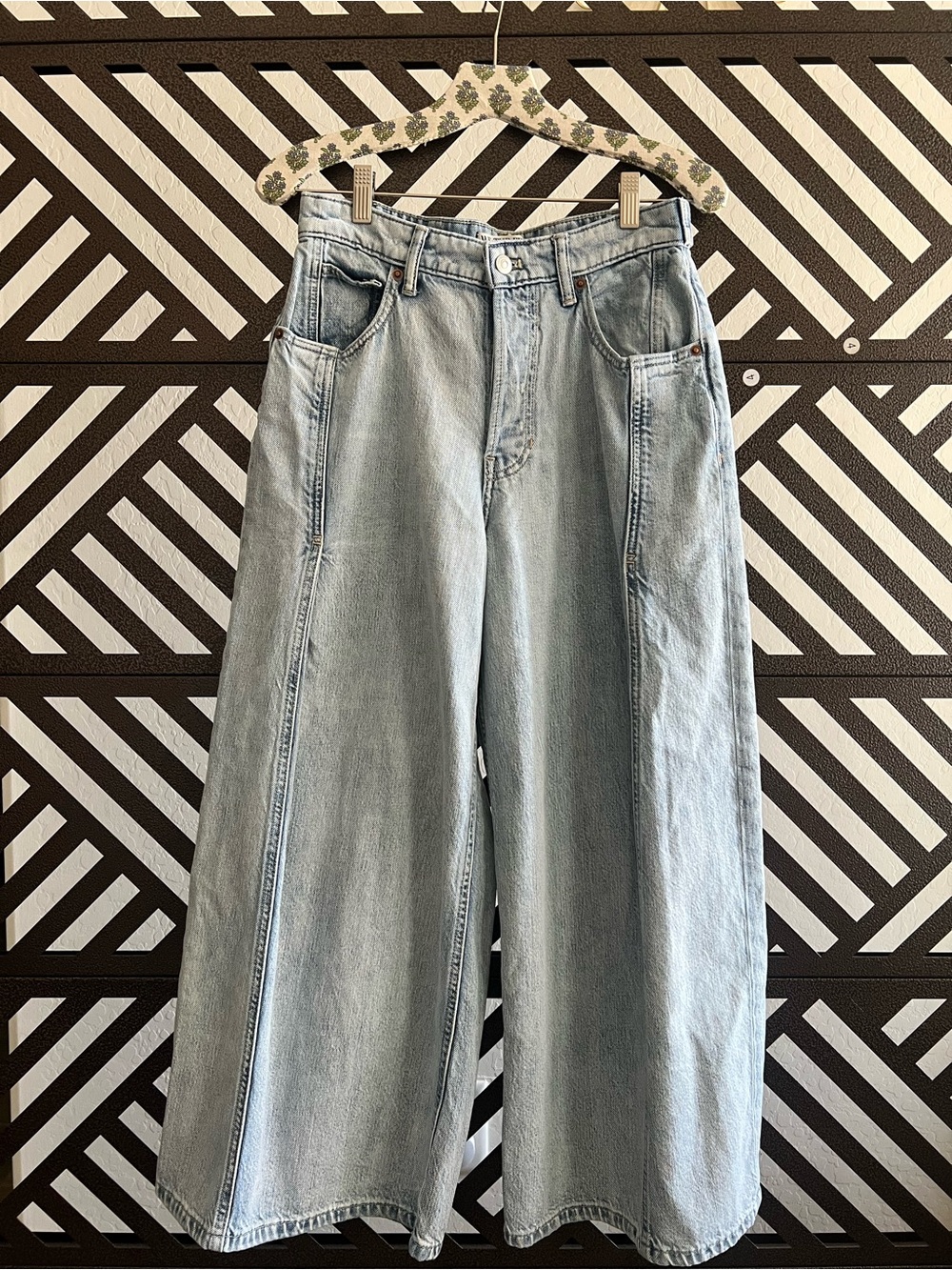 Free People Light Blue Wide-Leg Panel Jeans